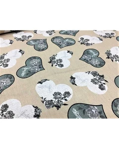 Tessuto per tappezzeria panama stampato alto 280 cm cuori grigio e bianco 7164T - Imagen 1 de 2