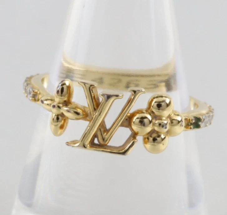 Louis Vuitton LV Iconic Ring M1461M Gold-Tone Size M Missing One Stone As Is - Image 1 of 4