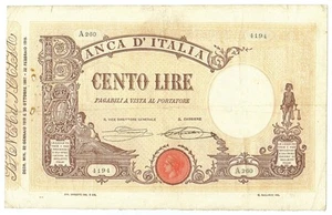 100 LIRE BARBETTI GRANDE B MATRICE TESTINA DECRETO CANOVAI 22/01/1919 qBB - Foto 1 di 6