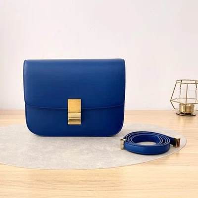Bolso CELINE Box piel de becerro mediano clásico caja solapa azul Foto 1 de 4