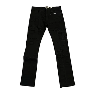 Jeans denim nero ragazzo nuovo senza etichette FWRD cuciture rovesciate 2% elastan taglia 20 - Foto 1 di 8