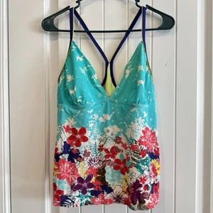 Athleta Racerback Floral Tankini Badeanzug Oberteil Größe L - Bild 1 von 7