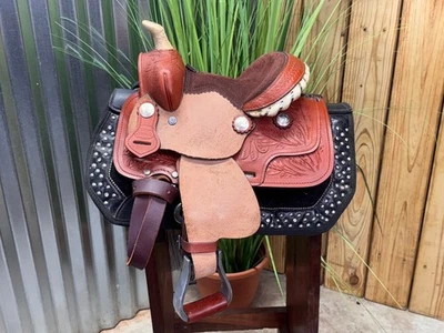 🌵8" KING SERIES Mini Miniature Horse Western Barrel Saddle w Pad & Cinch 🌵 - Image 1 of 4