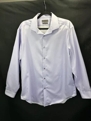Calvin Klein Mens Dress Shirt Infinite Non-Iron Lilac Button Up Shirt 17 32/33 - Image 1 of 4