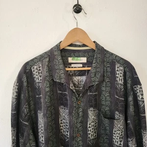 Mens Tommy Bahama 100% Silk Button Down Shirt Black Original Fit XXL - Picture 1 of 6