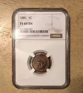 1881 INDIAN HEAD CENT NGC PF 64 BN PQ GORGEOUS GEM PROOF PENNY - Picture 1 of 2