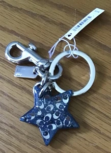 NWT COACH Signature Star Bag Charm in ATLANTIC / SILVER F32228 - Picture 1 of 2