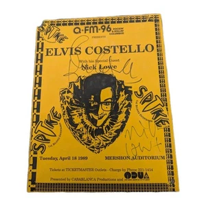 Signed Elvis Costello & Nick Lowe Show Poster/Handbill Columbus Ohio 1989 - Picture 1 of 7