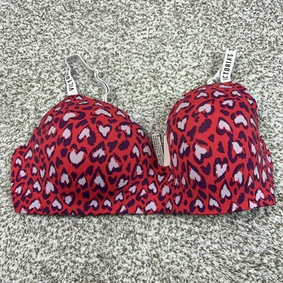 Victorias Secret Bra Womens 38DD Red Heart T Shirt Wireless Lightly Lined Casual - Image 1 of 4