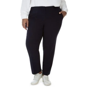 bar III Dress Pants Womens Plus 16W Navy Straight Leg Stretch Career Trouser NWT - Picture 1 of 8