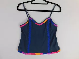 Vintage 1970s Singlet Top Size S Rainbow Crochet Wool Bohemian Blouse - Picture 1 of 4
