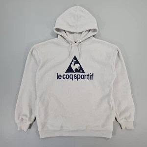 Le coq sportif Mens Fleece Hoodie Grey Medium Long Sleeves Logo Pullover - Picture 1 of 15