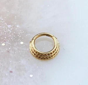 Titanium Gold Thick Clicker Layered. 16G. 8mm. For Septum, Daith, or Cartilage. - Picture 1 of 5
