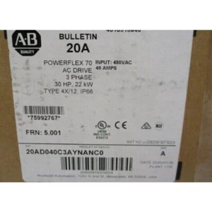 New Allen Bradley 20AD040C3AYNANC0 PowerFlex 70 AC Drive - Bild 1 von 2