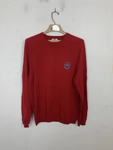Brooks Brothers Men Sweater Medium Academia Preppy Merino Wool Red Fleece Crest - Picture 1 of 9