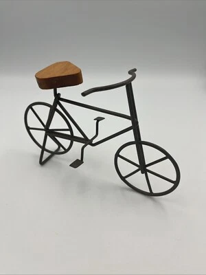 Vintage 90s Home Decor Miniature Bicycle Sculpture Wood & Metal Shelf Sitter 8x5 - Image 1 of 4