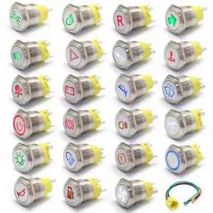 22mm 12V Hupenknopf Momentan Metallschalter Automotive Marine LED Wasserdicht - Bild 1 von 35