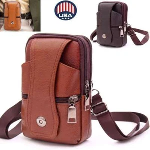Herren Leder Handy Taille Gürtel Holster Schlaufe Pack Etui Tasche Brieftasche Etui Abdeckung - Bild 1 von 15