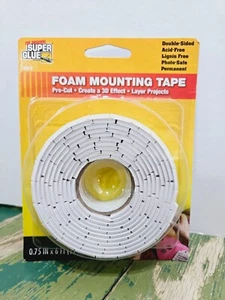 1 Roll Super Glue Double-Sided Foam Mounting Tape Pre-Cut Tabs Acid Free - Photo 1 sur 2