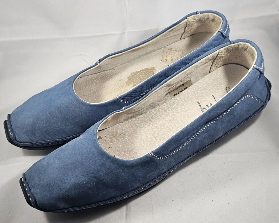 法国鞋底 FS/NY 女式 Stella 钴蓝色麂皮绒懒人鞋乐福鞋 11 码 — 第 1/4 张图片