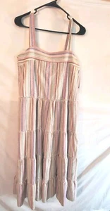 TART COLLECTION Women's Medium Coty Spring Strip Dress Linen Cotton Blend New  - Picture 1 of 3