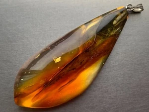 NATURAL ANTIQUE BALTIC PENDANT VINTAGE AMBER OLD STONE 6,21 gr! - Picture 1 of 8