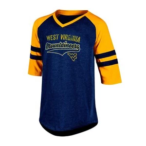 Champion NCAA West Virginia Mountaineers Girl's 3/4 Raglan Sleeve V-Neck Tuni... - Picture 1 of 1