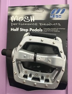 NOS 9/16” MOSH Half Step WIDE PLATFORM BMX Fixie MTB Pedals CROMOLY AXLE Silver - Picture 1 of 4