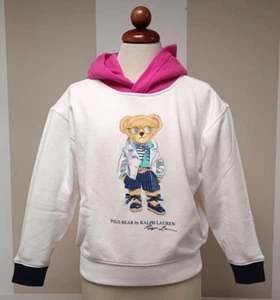 POLO RALPH LAUREN WHITE BEAR HOODIE FOR GIRLS - Picture 1 of 5
