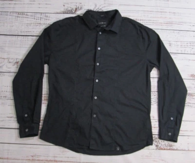 Camisa de vestir informal elástica manga larga negra lisa ajustada Marc Ecko para hombre 2XL Foto 1 de 4