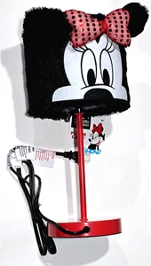 Disney Minnie Mouse Plüsch Lampe 7 Zoll T x 15 Zoll H schwarz weiß rot Steckdekor - Bild 1 von 1
