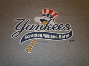 SCRANTON WILKES BARRE YANKEES SHIRT MENS LARGE GRAY 2007 RAILRIDERS NEW YORK - Picture 1 of 3