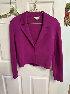Chaqueta Blazer Anne Klein Pequeña 100 Lana Fucsia Rosa Caliente Damas VNT Años 90 Agujero Foto 1 de 4