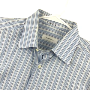 Ermenegildo Zegna Herren französisches Bündchen Hemd 17-43 blau weiß gestreift Italien - Bild 1 von 8