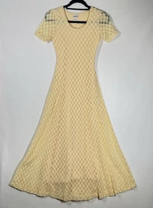 Vintage 90s Fredericks Of Hollywood Lace Gown Butter Yellow Cottage Coquette USA - Bild 1 von 10