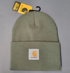 Carhartt Hat Beanie Knit Cuffed Mens One Size Green Watch Hat Logo Patch - Picture 1 of 7