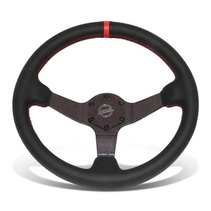 350mm 3" Dish Wheel NRG 3-Spoke Glossy Carbon Fiber Steering Wheel w/6 Bolt - Picture 1 of 6