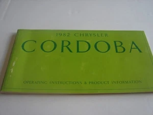 Vintage 1982 Chrysler Cordoba Operating Instructions Booklet - Picture 1 of 1