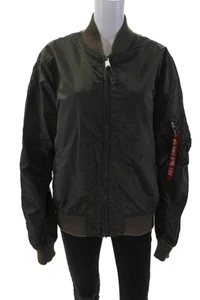 Alpha Industries Inc Women's Long Sleeves Full Zip Bombe Jacket Green Size L - Picture 1 of 7