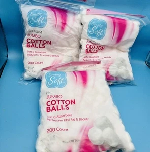 Simply Soft Premium Cotton Balls 100% Pure Cotton Absorbent 200 Count Lot Of 3 - Picture 1 of 3
