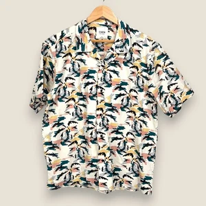Katin Kurzarm Hemd mit Knöpfen Herren Large weiß abstrakt Camp Kragen Hawaii - Bild 1 von 11