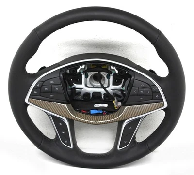 84859078 OEM Black Leather Gold Carbon Fiber Steering Wheel For Cadillac XT5 XT6 - Image 1 of 4