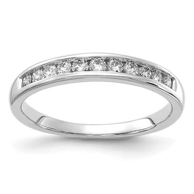 14k White Gold Round Lab Grown Diamond Channel Set Wedding Band Ring Size 7 - Image 1 of 4