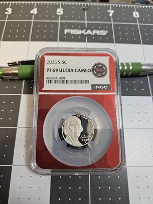 2025 S Jefferson Nickel 5C Coin Proof NGC PF69 Ultra Cameo Collectible Slabbed - Image 1 of 3