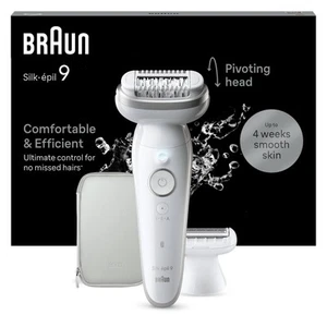 Braun Silk épil 9 Epilatore Elettrico Donna Con Testina Flessibile Wet&Dry Pelle - Foto 1 di 8
