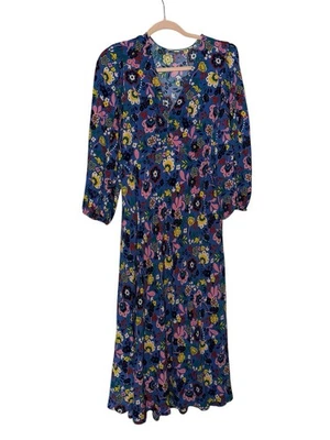 Boden US 10R Empire Midi Tea Length Milkshake Pretty Paradise Floral Blue Dress - Image 1 of 4