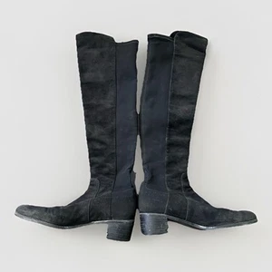 Stuart Weitzman 5050 Over The Knee Boots Black Suede Stretch Womens Size 8 - Picture 1 of 10