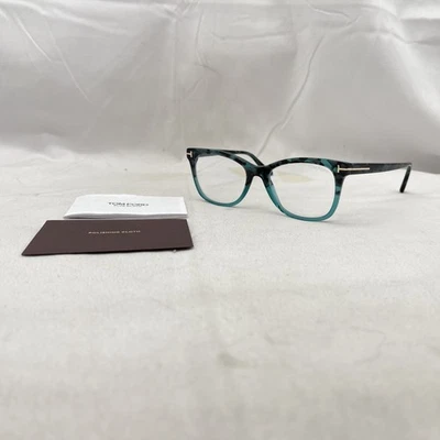 Tom Ford Womens Square Full Rim Blue Light Blocking Glasses TF5986-B Blue Havana - Image 1 of 4