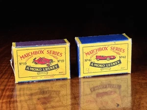 Original Empty Lesney Matchbox No.19a MG & No.41a Jaguar D-Type Car Boxes - Picture 1 of 7