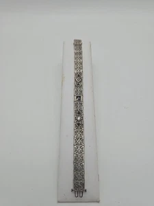 Antikes viktorianisches Stil Sterlingsilber Armband 7,5 Zoll - Bild 1 von 6